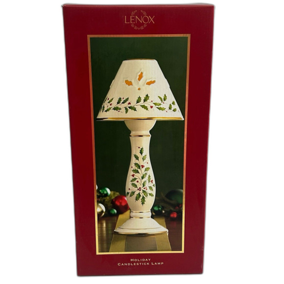 Lenox Holiday Candlestick Lamp. Preowned Excellent Condition. No Bulb. - Picture 2 of 10